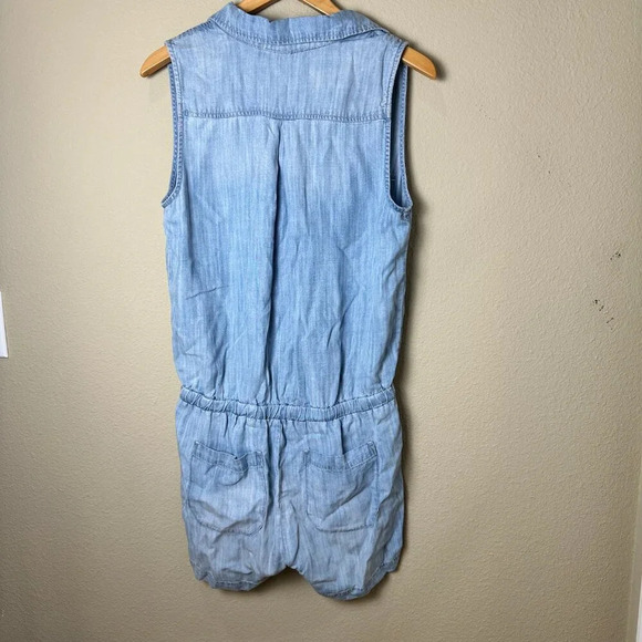 CLOTH & STONE Chambray Denim Lyocell Romper Shorts Set - size Medium - Picture 5 of 7